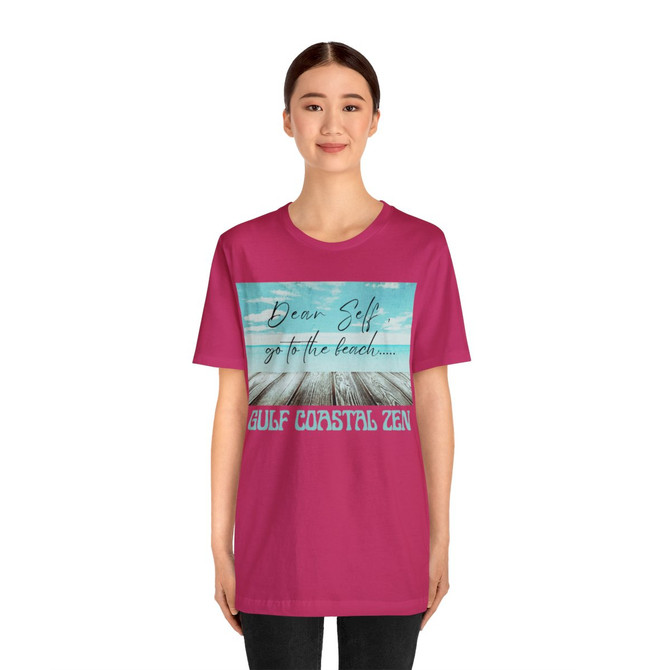Gulf Coastal Zen Forgotten Coast Dear Self Beach Dock Ocean Beach Adult Short Sleeve T- Shirt