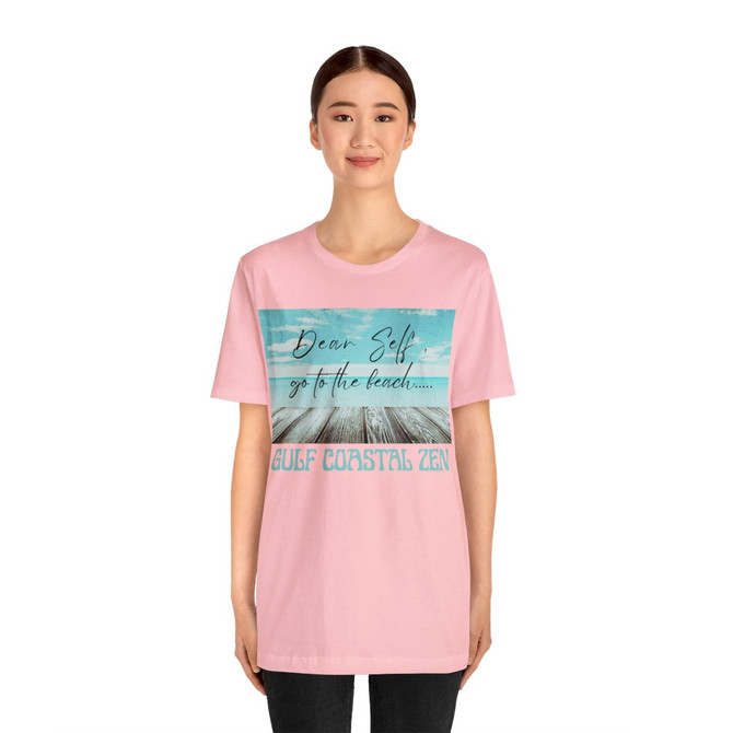 Gulf Coastal Zen Forgotten Coast Dear Self Beach Dock Ocean Beach Adult Short Sleeve T- Shirt