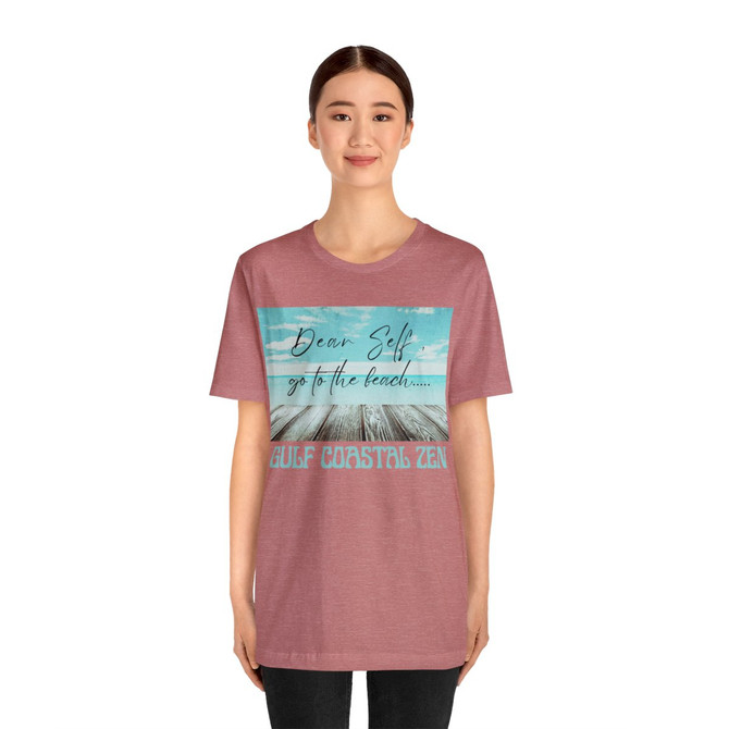 Gulf Coastal Zen Forgotten Coast Dear Self Beach Dock Ocean Beach Adult Short Sleeve T- Shirt