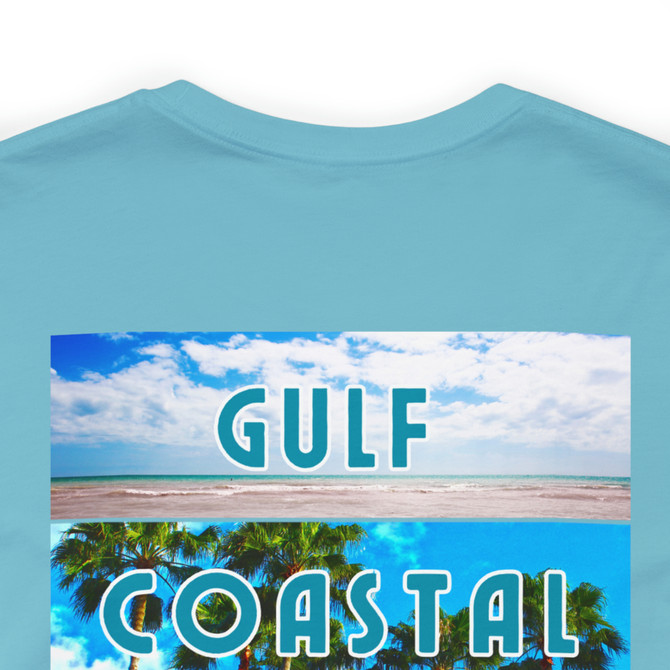 Gulf Coastal Zen Forgotten Coast Mood Beach 4 Scene FLORIDA Map Flag Palm Tree Adult Short Sleeve T- Shirt