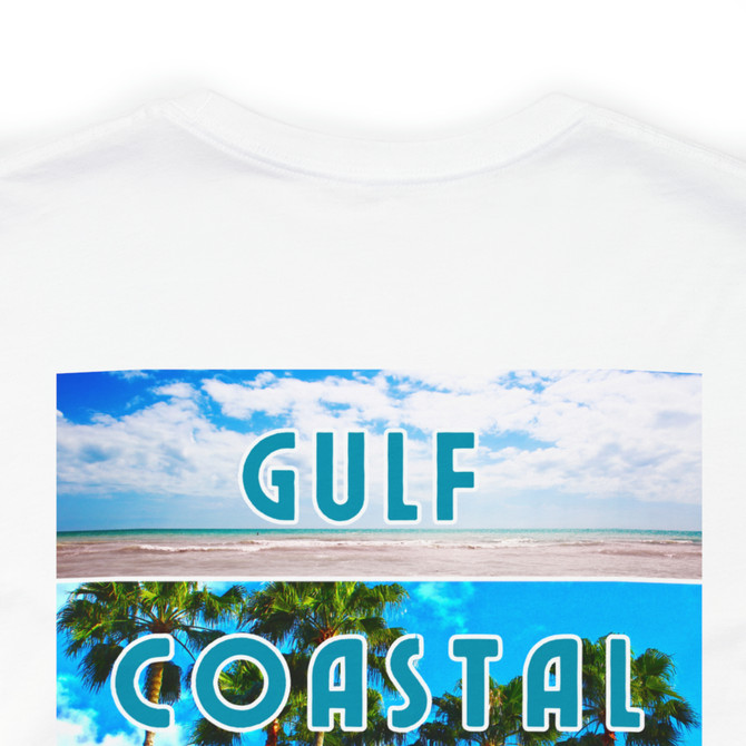 Gulf Coastal Zen Forgotten Coast Mood Beach 4 Scene FLORIDA Map Flag Palm Tree Adult Short Sleeve T- Shirt