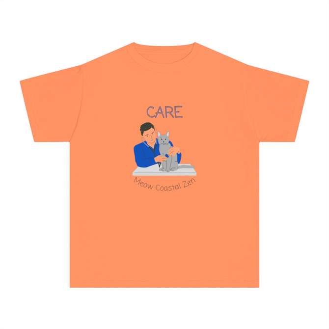 Gulf Coastal Zen Meow Cat Vet Grey Tabby Care Youth Midweight Tee