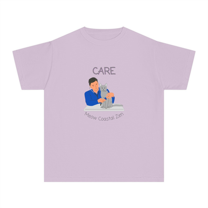 Gulf Coastal Zen Meow Cat Vet Grey Tabby Care Youth Midweight Tee