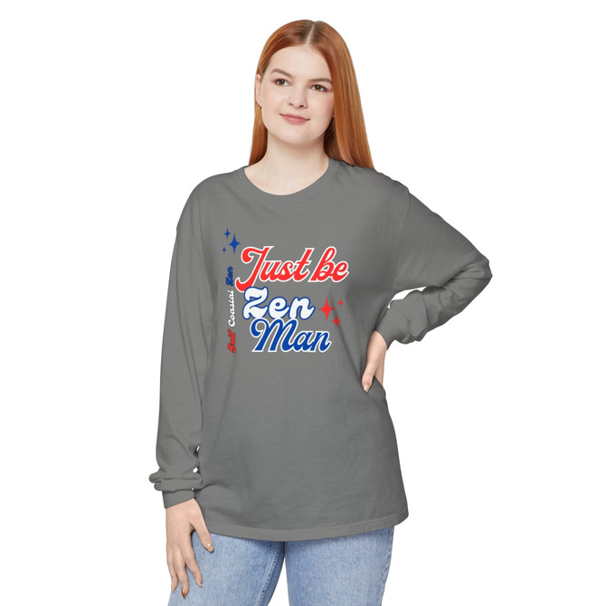 Gulf Coastal Zen Forgotten Coast Just be Zen Man Hippie Groovy Retro Beach SOFT Long Sleeve T-Shirt