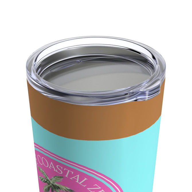 Gulf Coastal Zen Florida Palm Trees Forgotten Coast Mood Tumbler 20oz Light Brown Pink Aqua