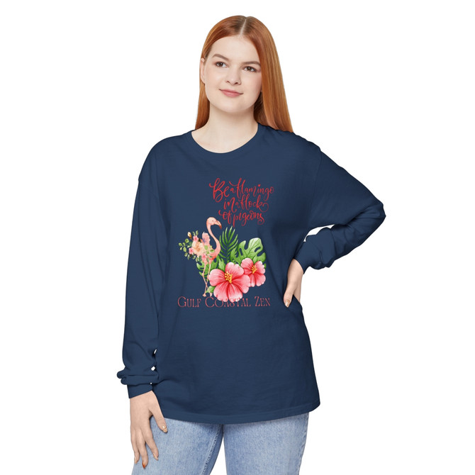 Gulf Coastal Zen Forgotten Coast Be A Flamingo Beach SOFT Long Sleeve T-Shirt