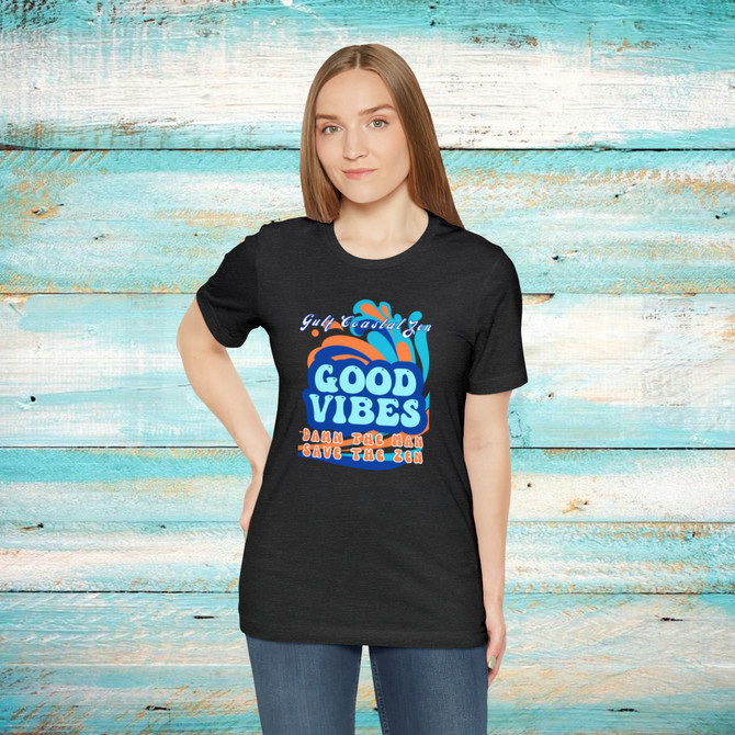 Gulf Coastal Zen Forgotten Coast Damn the Man Save the Zen Groovy Good Vibes Waves Adult Short Sleeve T-Shirt