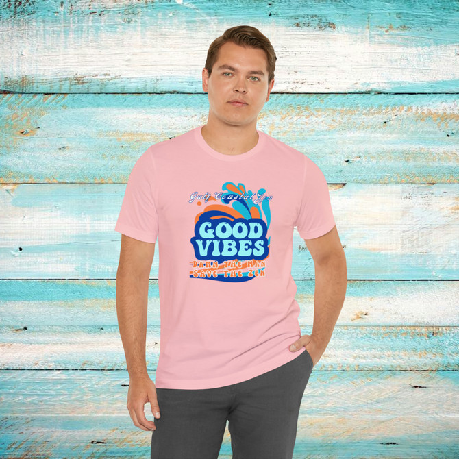 Gulf Coastal Zen Forgotten Coast Damn the Man Save the Zen Groovy Good Vibes Waves Adult Short Sleeve T-Shirt