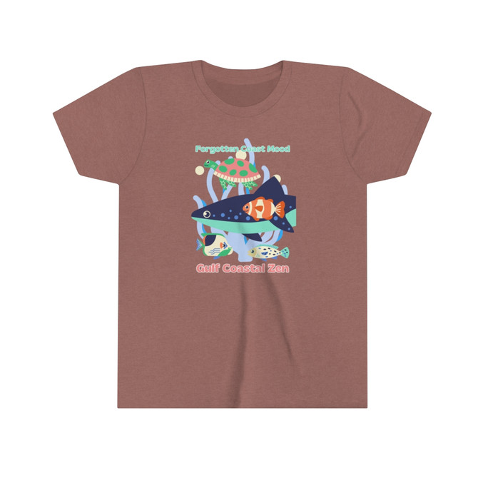 Gulf Coastal Zen Forgotten Coast Mood Sea Turtle Fish Shark Sea Shells Coral Youth Short Sleeve Tee