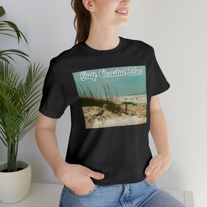 Gulf Coastal Zen Forgotten Coast Mood Heron St George Island Florida Beach Adult Short Sleeve T-Shirt