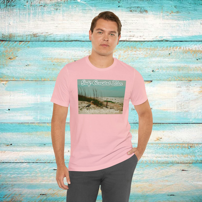 Gulf Coastal Zen Forgotten Coast Mood Heron St George Island Florida Beach Adult Short Sleeve T-Shirt