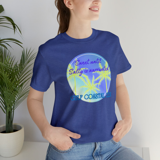 Gulf Coastal Zen Forgotten Coast Sweet Until Salty Palm Trees Florida Beach Adult Short Sleeve T-Shirt