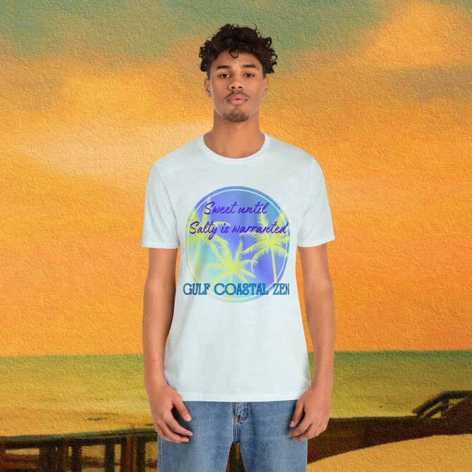 Gulf Coastal Zen Forgotten Coast Sweet Until Salty Palm Trees Florida Beach Adult Short Sleeve T-Shirt