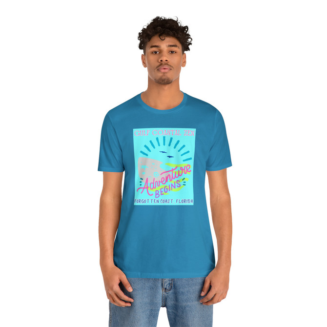 Gulf Coastal Zen Forgotten Coast Florida Waves Sand Sea Gulls Adventure Begins Ocean Beach T-Shirt Aqua