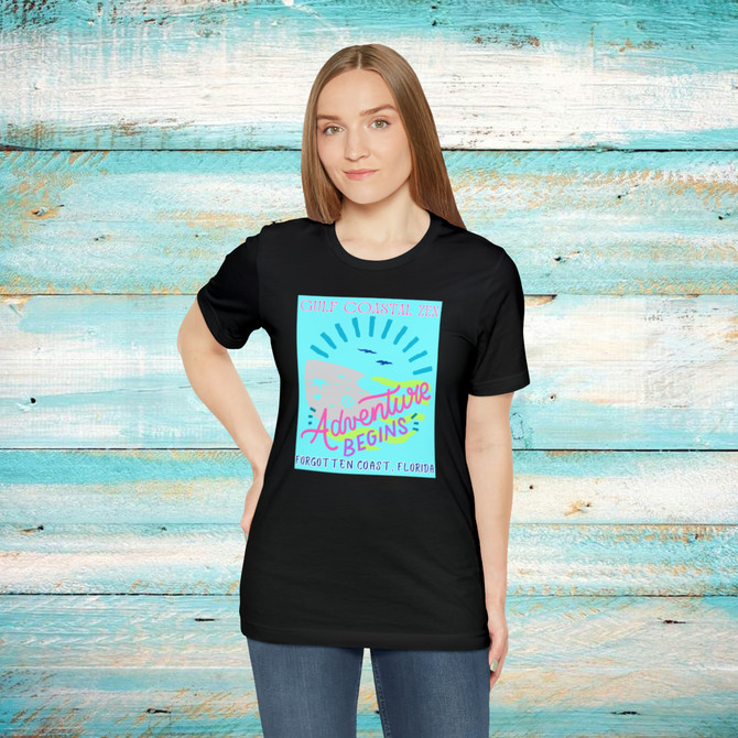 Gulf Coastal Zen Forgotten Coast Florida Waves Sand Sea Gulls Adventure Begins Ocean Beach T-Shirt Aqua