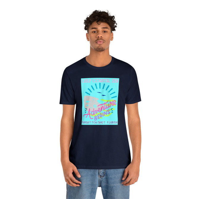 Gulf Coastal Zen Forgotten Coast Florida Waves Sand Sea Gulls Adventure Begins Ocean Beach T-Shirt Aqua