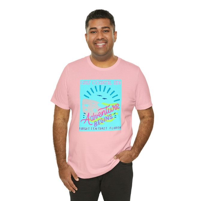 Gulf Coastal Zen Forgotten Coast Florida Waves Sand Sea Gulls Adventure Begins Ocean Beach T-Shirt Aqua