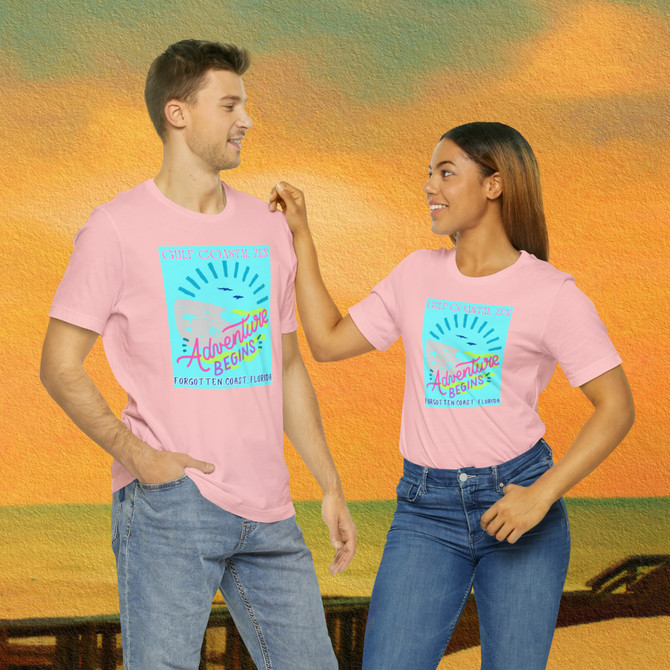 Gulf Coastal Zen Forgotten Coast Florida Waves Sand Sea Gulls Adventure Begins Ocean Beach T-Shirt Aqua