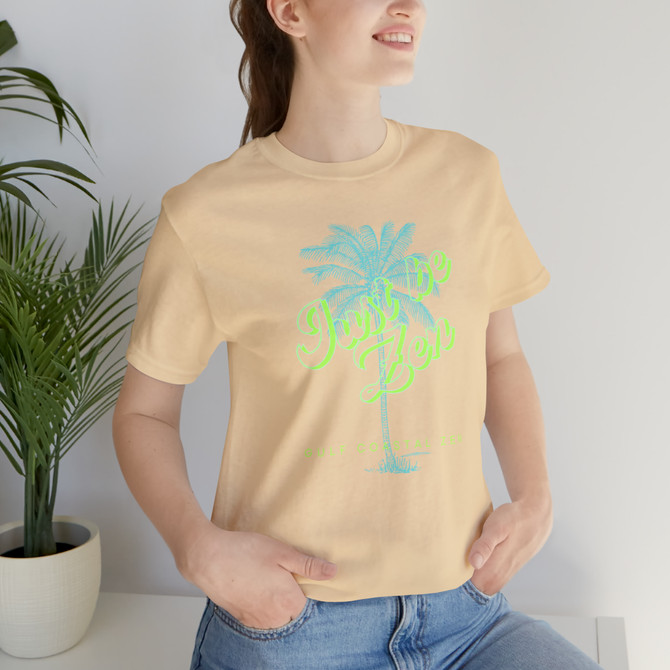 Gulf Coastal Zen Forgotten Coast Just Be Zen Palm Tree Ocean Beach Adult Short Sleeve T-Shirt LM