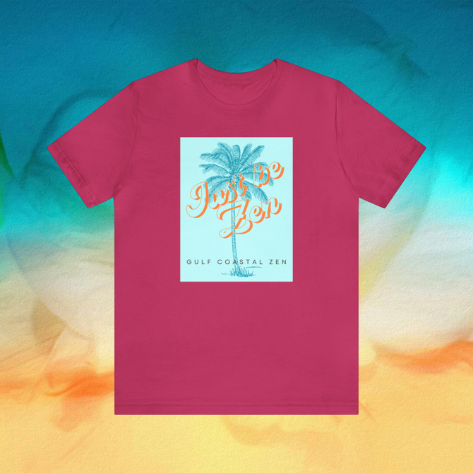 Gulf Coastal Zen Forgotten Coast Just Be Zen Palm Tree Ocean Beach Adult Short Sleeve T-Shirt AO