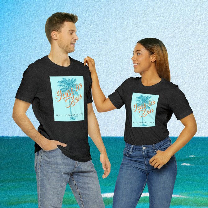 Gulf Coastal Zen Forgotten Coast Just Be Zen Palm Tree Ocean Beach Adult Short Sleeve T-Shirt AO