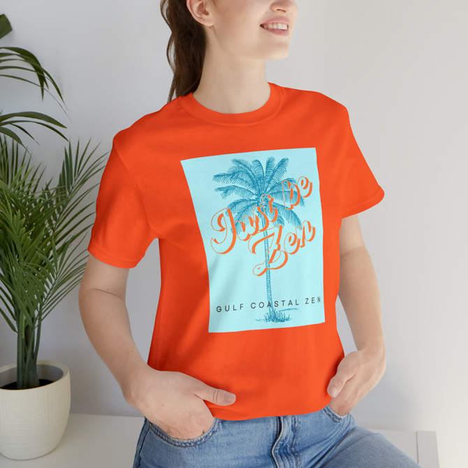 Gulf Coastal Zen Forgotten Coast Just Be Zen Palm Tree Ocean Beach Adult Short Sleeve T-Shirt AO