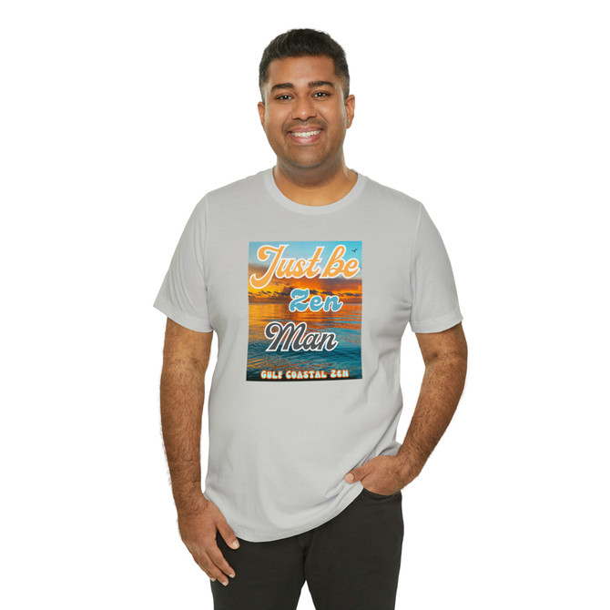 Gulf Coastal Zen Just be Zen Man Sunset Tree Forgotten Coast Florida Ocean Beach T-Shirt Adult Short Sleeve OR AQ