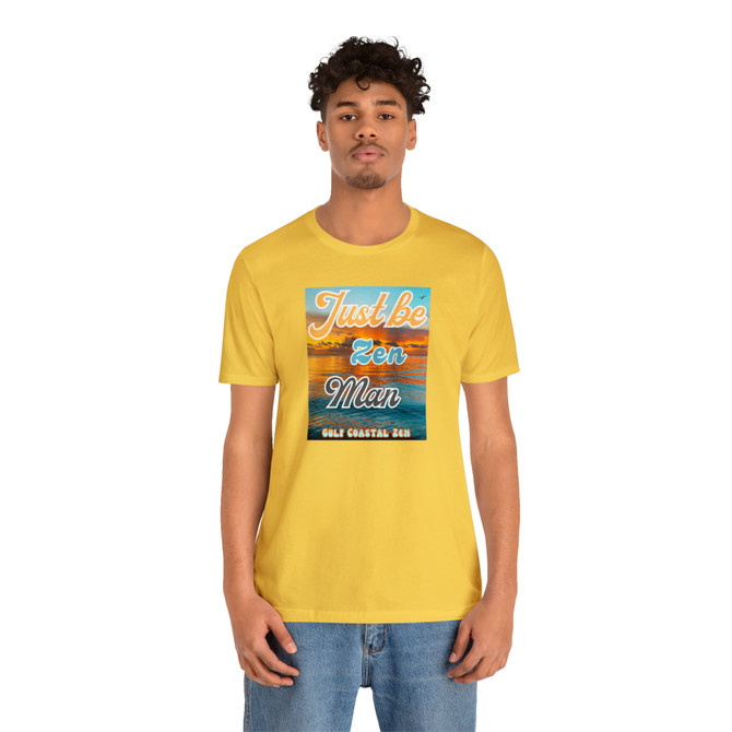 Gulf Coastal Zen Just be Zen Man Sunset Tree Forgotten Coast Florida Ocean Beach T-Shirt Adult Short Sleeve OR AQ