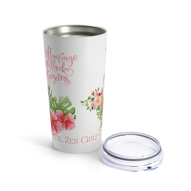 Gulf Coastal Zen Be a Flamingo Hibiscus Stainless Steel Tumbler 20oz