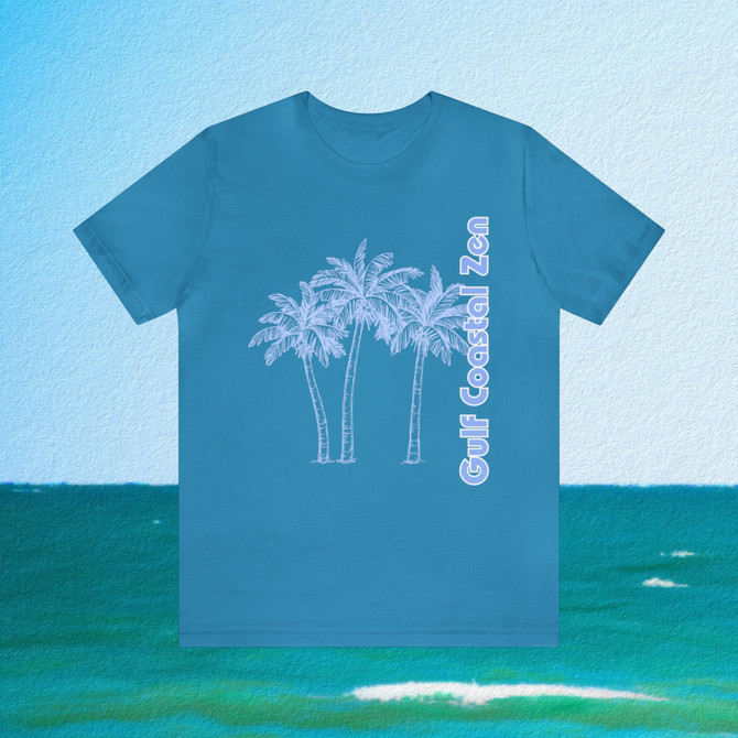 Gulf Coastal Zen Forgotten Coast Palm Trees Sea Ocean Tee BB