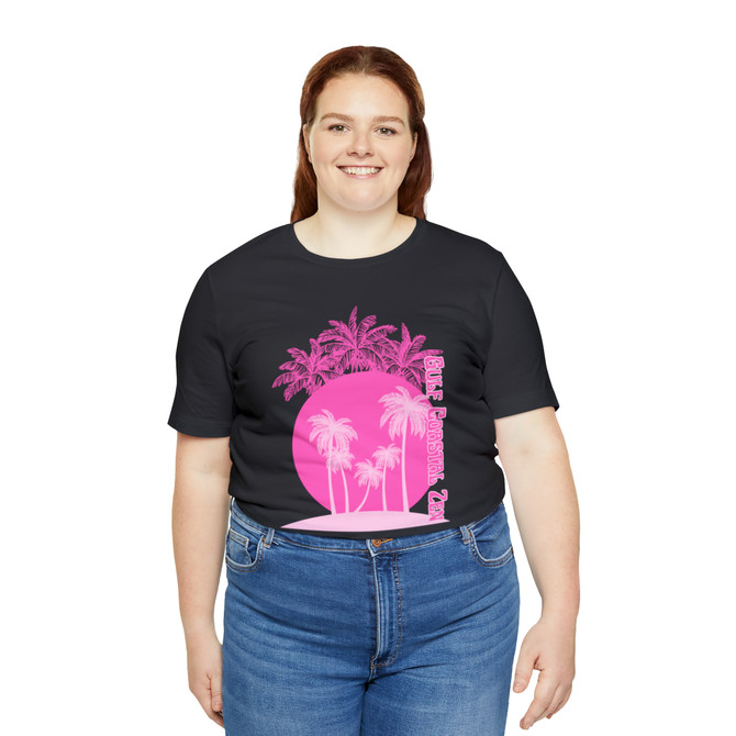 Gulf Coastal Zen Forgotten Coast Pink Sunset Palm Tree Sea Ocean T-Shirt