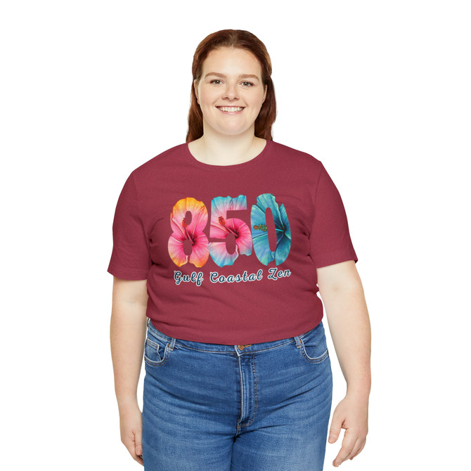 Gulf Coastal Zen Rep Forgotten Coast Hibiscus Tropical Flower 850 Adult Short Sleeve T Shirt