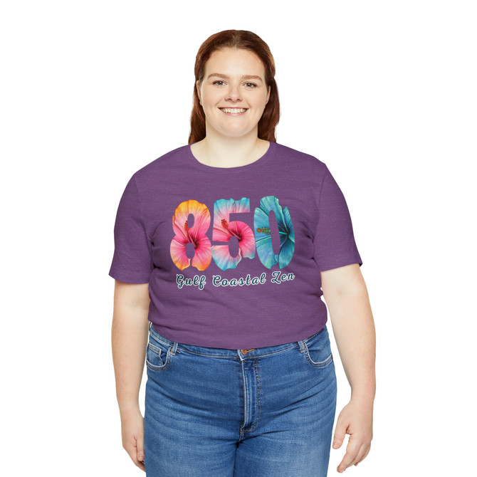 Gulf Coastal Zen Rep Forgotten Coast Hibiscus Tropical Flower 850 Adult Short Sleeve T Shirt