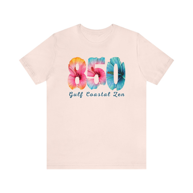 Gulf Coastal Zen Rep Forgotten Coast Hibiscus Tropical Flower 850 Adult Short Sleeve T Shirt