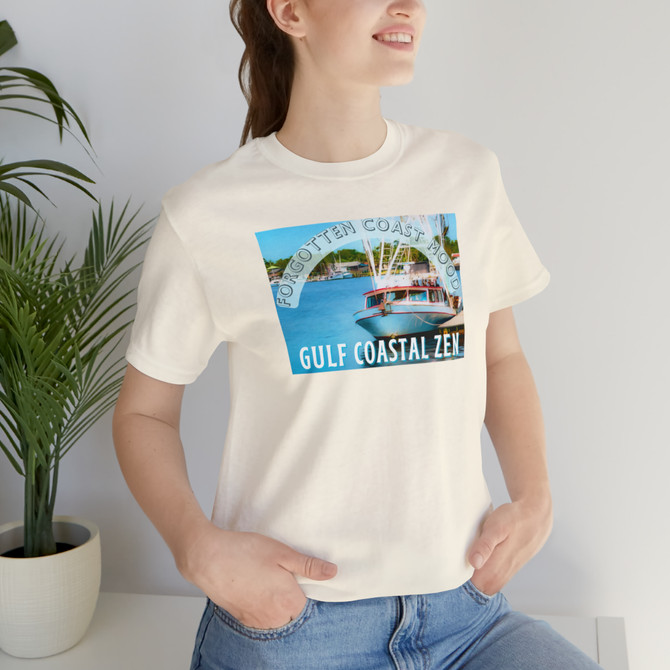 Gulf Coastal Zen Forgotten Coast Mood Carrabelle Marina Shrimp Fish Boats T-Shirt