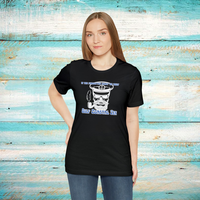Gulf Coastal Zen In the Forgotten Coast we Trust Florida Ghosts Captain Anchor Pipe Adult Short Sleeve T-Shirt