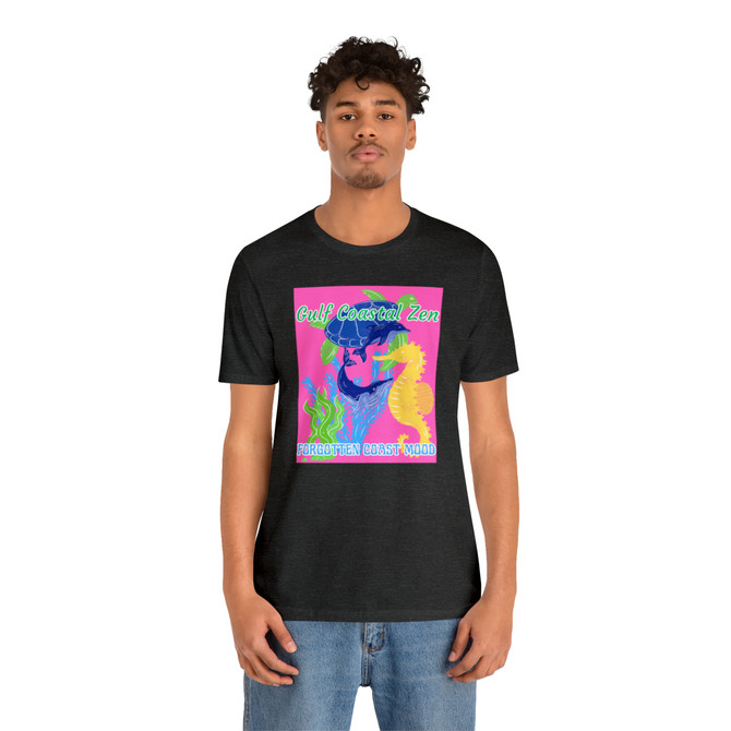 Gulf Coastal Zen Forgotten Coast Mood Vintage Sea Horse Whale Dolphin Coral T-Shirt