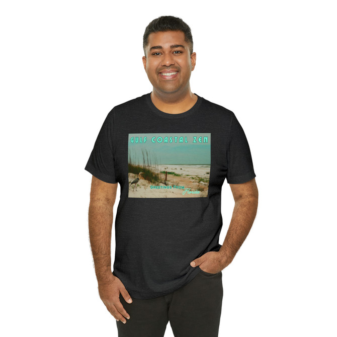 Gulf Coastal Zen Greetings From Florida Heron Beach Sea Shore T-Shirt
