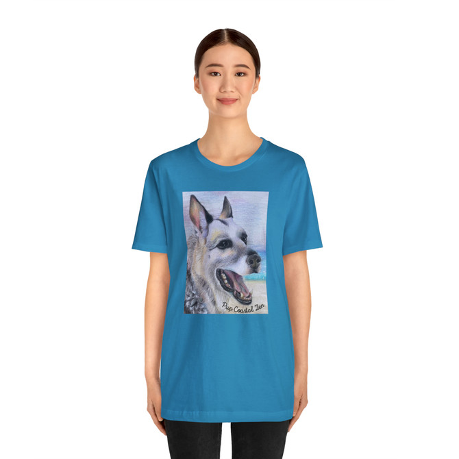 Gulf Coastal Zen Pup Coastal Zen German Shepherd Dog GSD Adult T-Shirt Artwork by Abigail Turrell