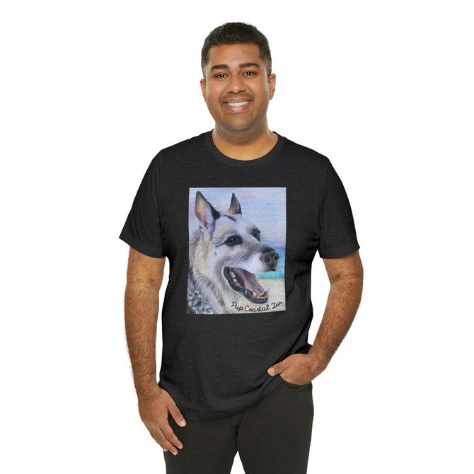 Gulf Coastal Zen Pup Coastal Zen German Shepherd Dog GSD Adult T-Shirt Artwork by Abigail Turrell