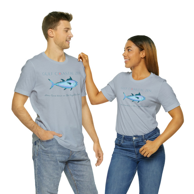 Gulf Coastal Zen Slow Time Down On the Forgotten Coast Tuna Fish Adult Short Sleeve T-Shirt