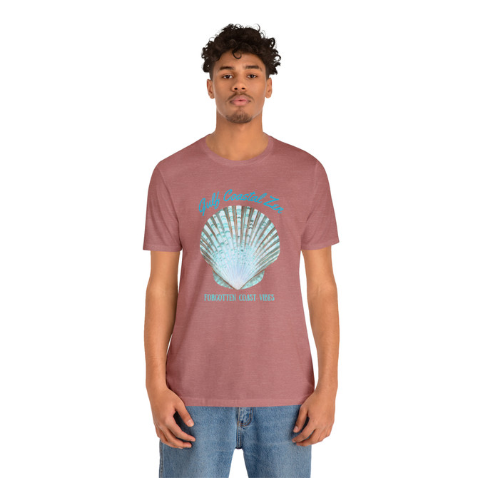 Gulf Coastal Zen Forgotten Coast Mood Variegated Blue Sea Shell Adult Short Sleeve T-Shirt