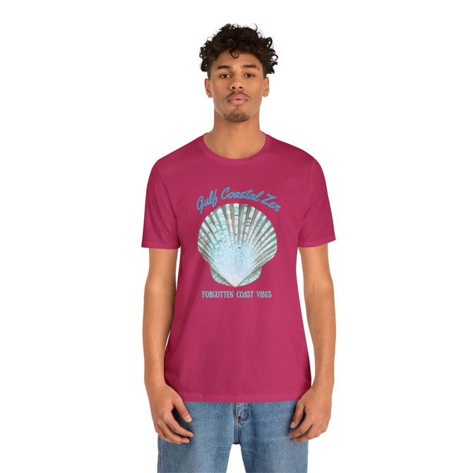 Gulf Coastal Zen Forgotten Coast Mood Variegated Blue Sea Shell Adult Short Sleeve T-Shirt