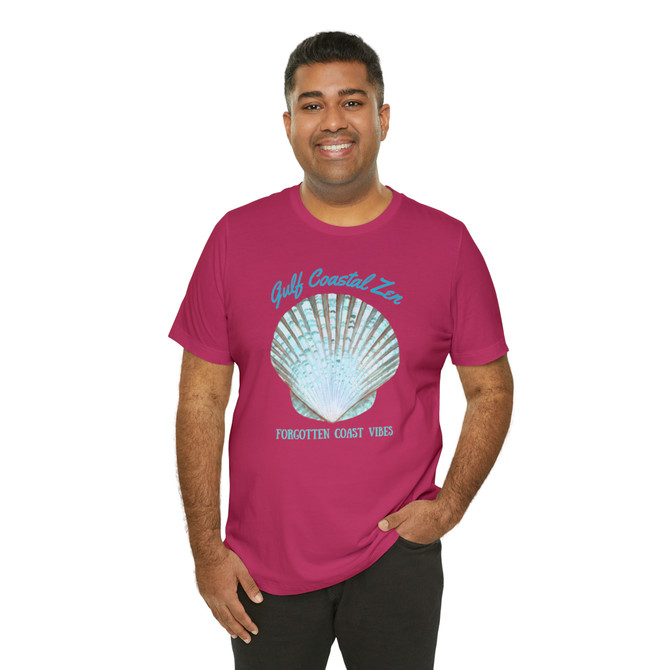 Gulf Coastal Zen Forgotten Coast Mood Variegated Blue Sea Shell Adult Short Sleeve T-Shirt