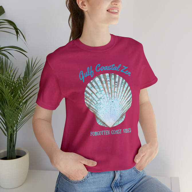 Gulf Coastal Zen Forgotten Coast Mood Variegated Blue Sea Shell Adult Short Sleeve T-Shirt