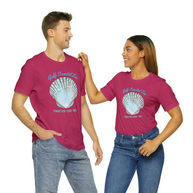 Gulf Coastal Zen Forgotten Coast Mood Variegated Blue Sea Shell Adult Short Sleeve T-Shirt