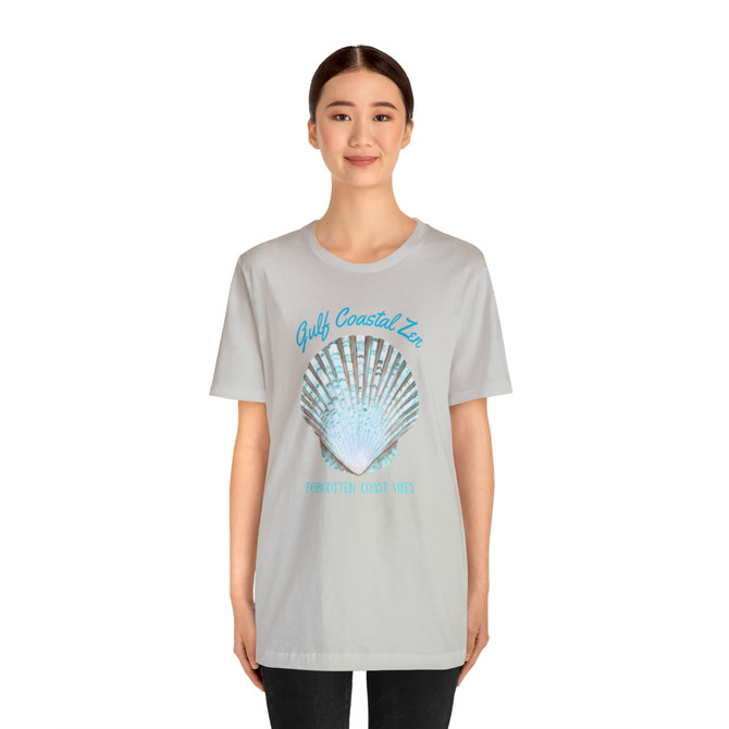 Gulf Coastal Zen Forgotten Coast Mood Variegated Blue Sea Shell Adult Short Sleeve T-Shirt