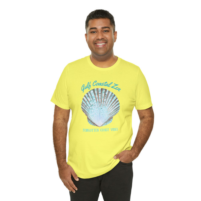 Gulf Coastal Zen Forgotten Coast Mood Variegated Blue Sea Shell Adult Short Sleeve T-Shirt