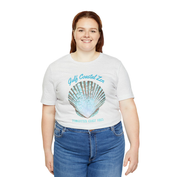 Gulf Coastal Zen Forgotten Coast Mood Variegated Blue Sea Shell Adult Short Sleeve T-Shirt