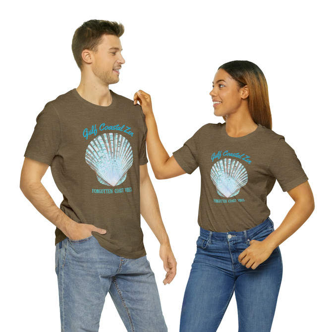 Gulf Coastal Zen Forgotten Coast Mood Variegated Blue Sea Shell Adult Short Sleeve T-Shirt